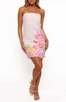 Petal & Pup Deva Strapless Linen Blend Minidress