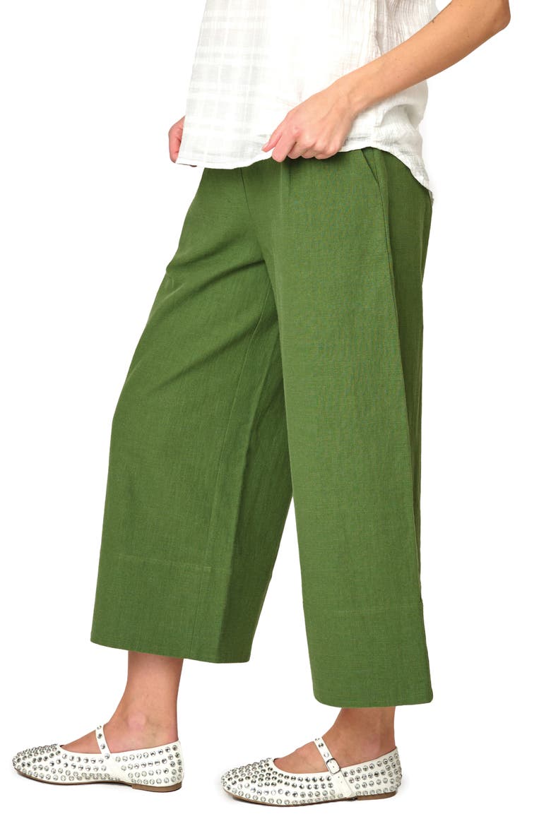 Crop Wide Leg Linen Blend Pants, Alternate, color, OLIVE