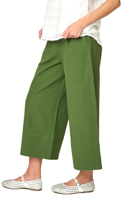 Gibsonlook Crop Wide Leg Linen Blend Pants In Olive