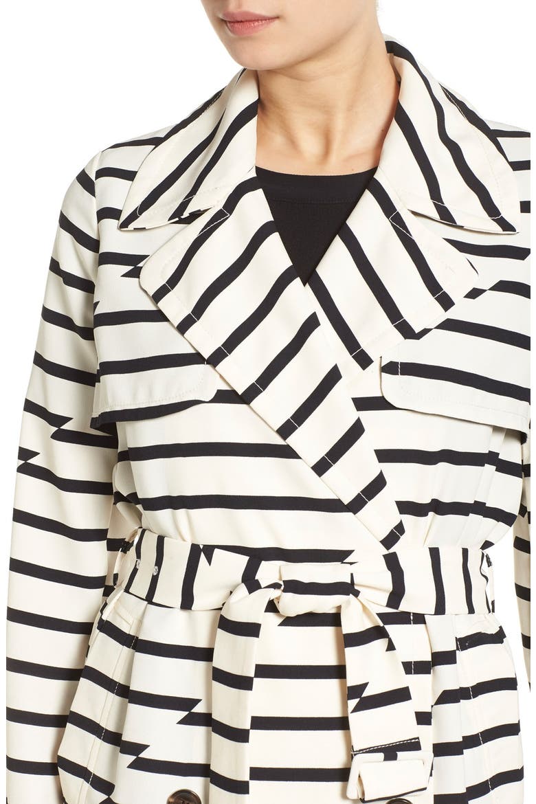 'Parcel' Stripe Trench Coat, Alternate, color, VINTAGE LACE