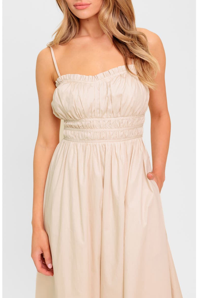 Ruched Midi Dress, Alternate, color, CREAM