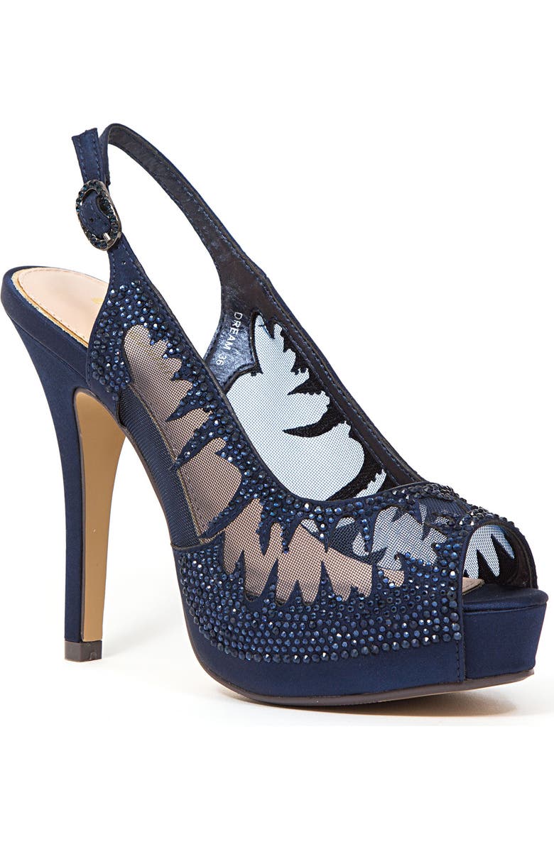 LADY COUTURE Dream Peep Toe Slingback Pump, Main, color, Navy