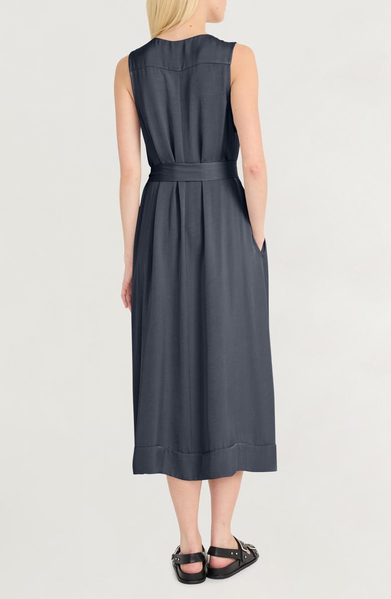 Luxely Sleeveless Belted Midi Dress, Alternate, color, Forged Iron