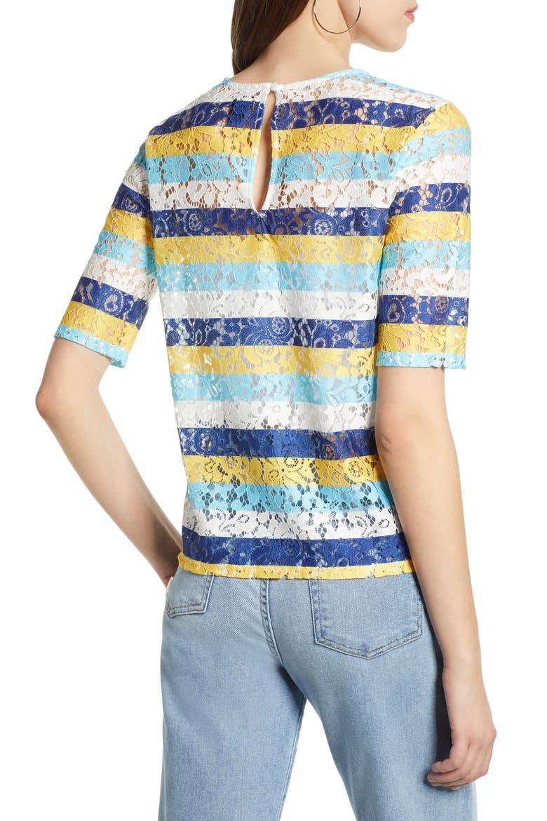 Easy Lace Top, Alternate, color, BLUE- YELLOW STRIPE