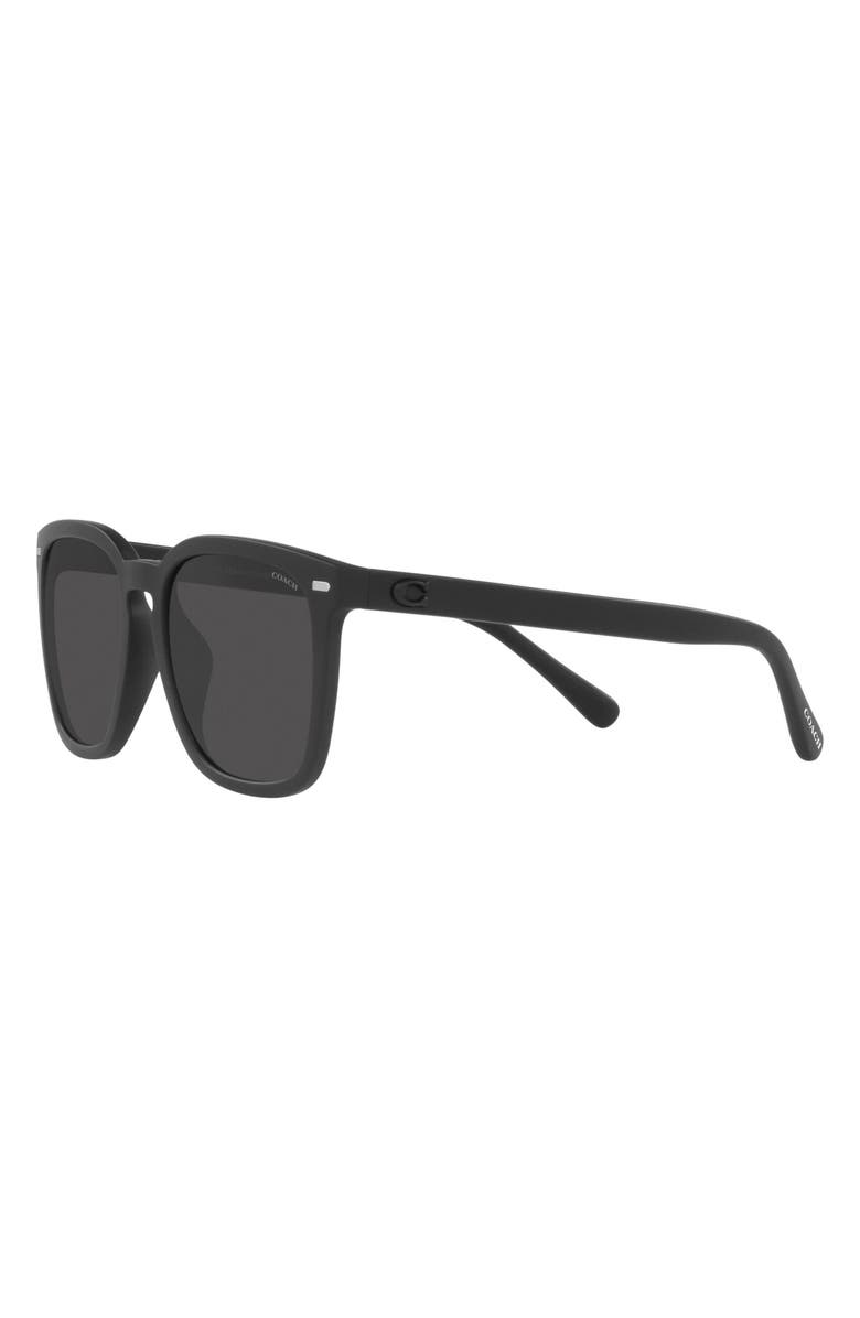 COACH 56mm Square Sunglasses, Alternate, color, Rubber Black/ Black
