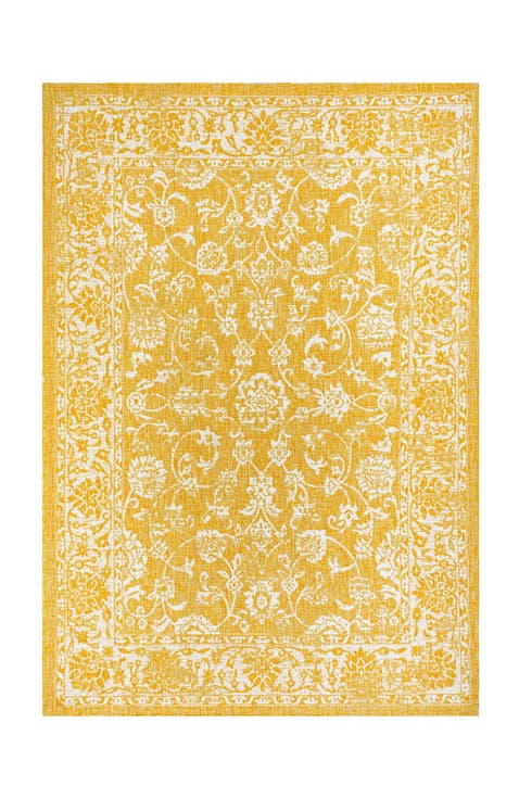 Tela Bohemian Textured Weave Floral Indoor/Outdoor Area Rug