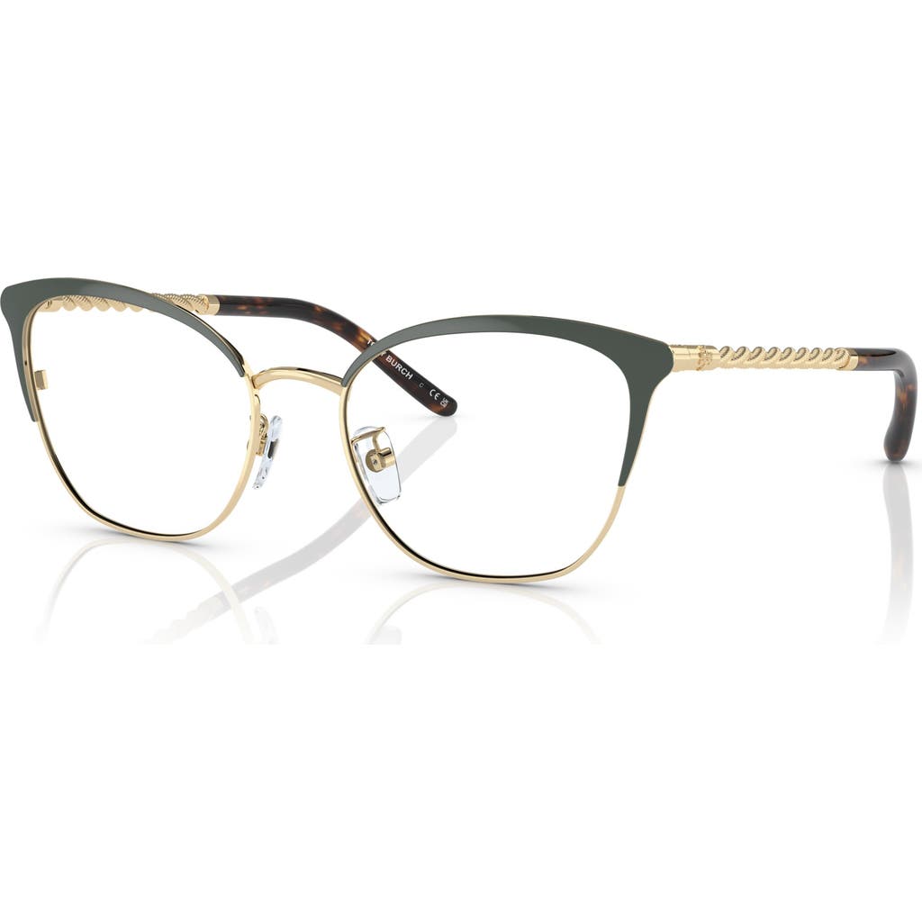 Tory Burch 53mm Square Optical Glasses In Gold
