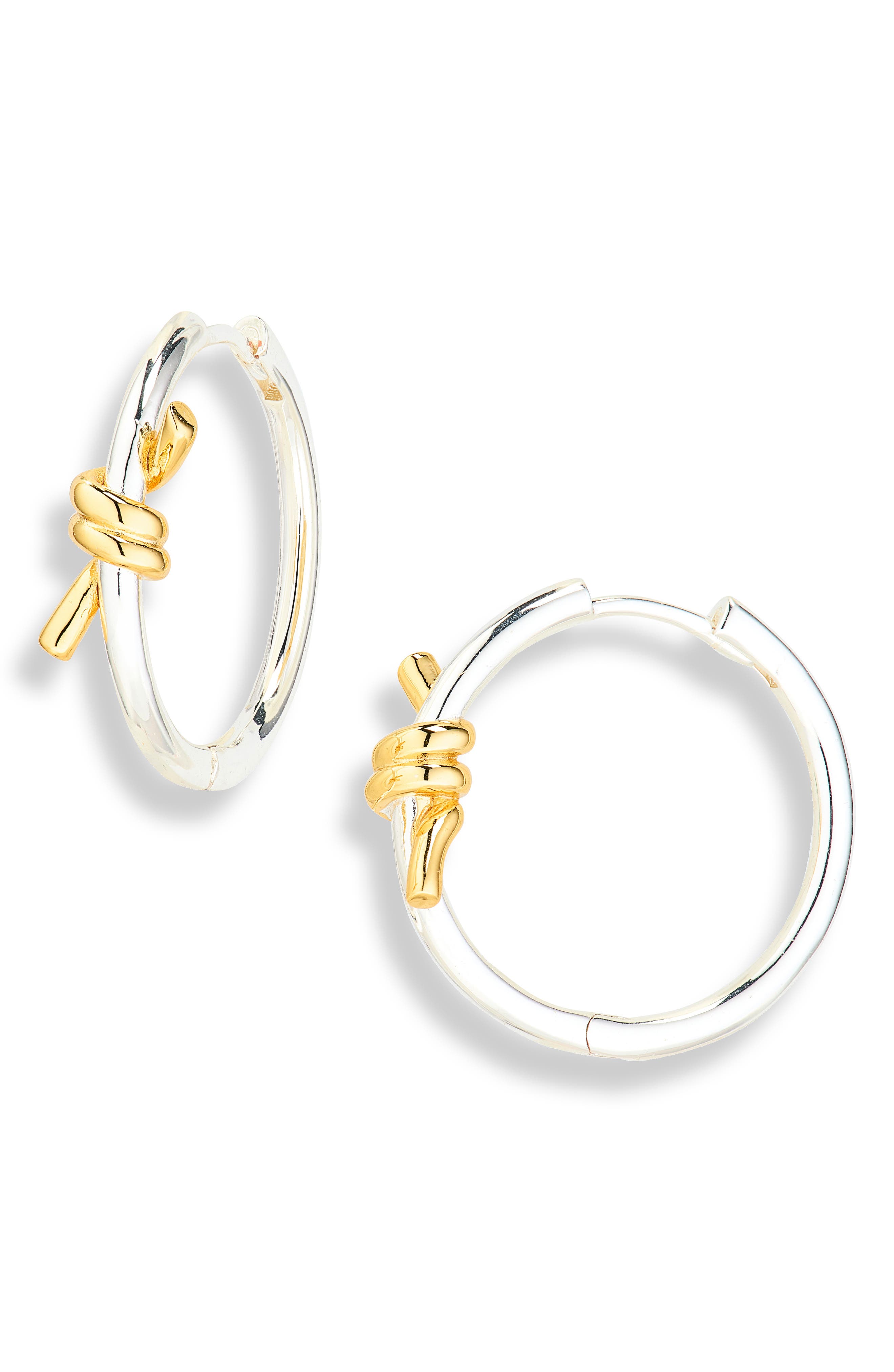 Two-Tone Knot Hoop Earrings