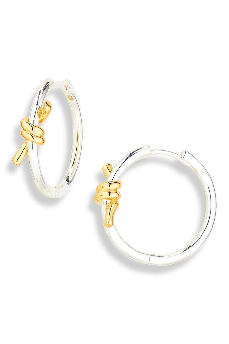 Two-Tone Knot Hoop Earrings, Main, color, GOLD/ SILVER