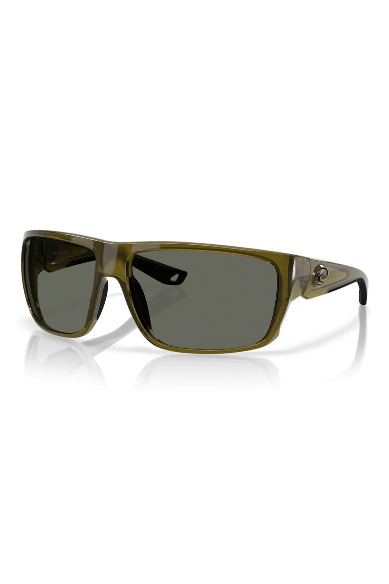 64mm Polarized Rectangular Sunglasses, Alternate, color, SEAGRASS / GRAY