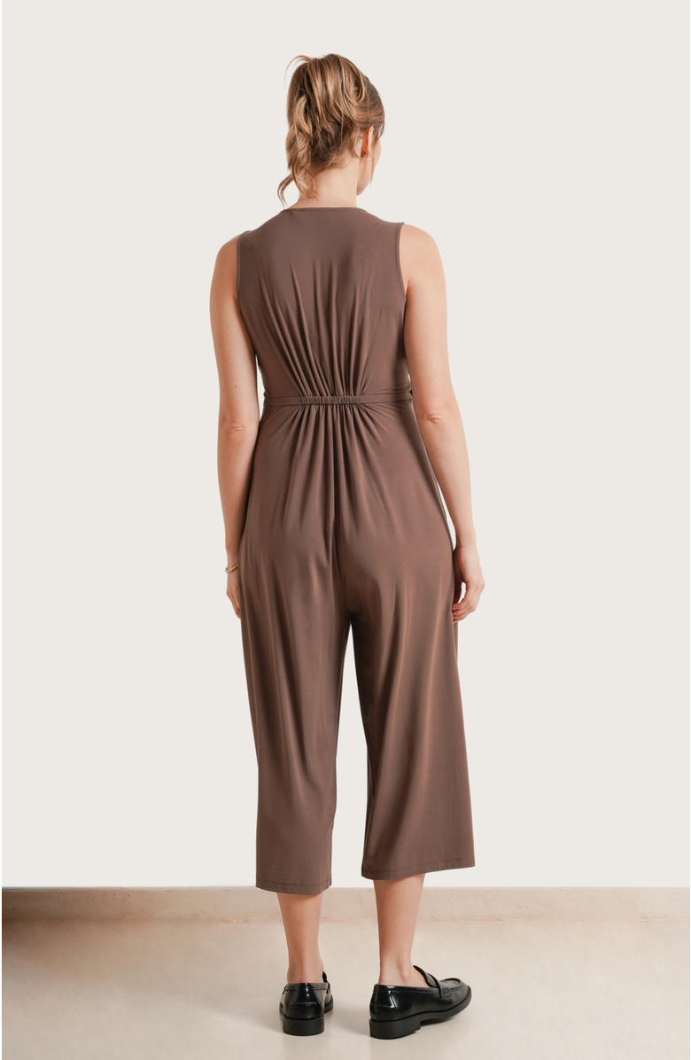 Nom Maternity Francesca Maternity & Nursing Cropped Jumpsuit, Alternate, color, Mushroom