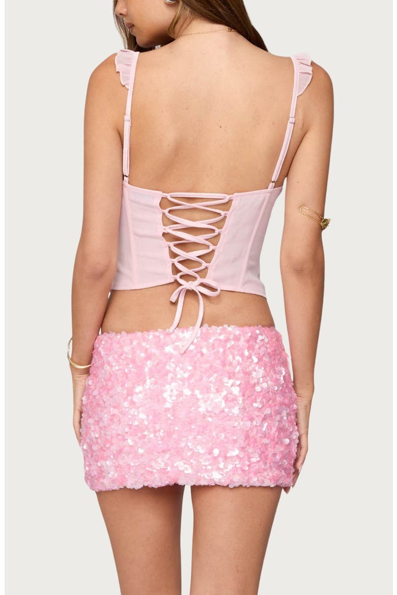 Wynne Chiffon Ruffle Corset Top, Alternate, color, LIGHT-PINK
