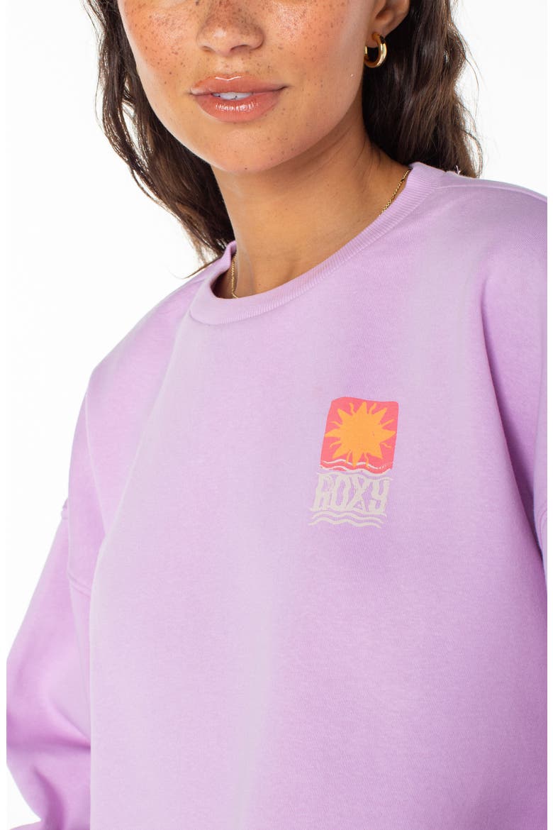 Morning Hike Graphic Crop Sweatshirt, Alternate, color, ORCHID BOUQUET SOLID