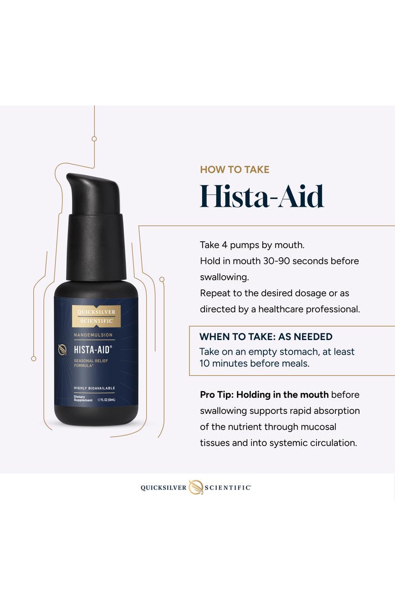 Quicksilver Scientific Nanoemulsified Hista-Aid Vitamin C Quercetin and Luteolin Liquid Supplement, Alternate, color, NO COLOR