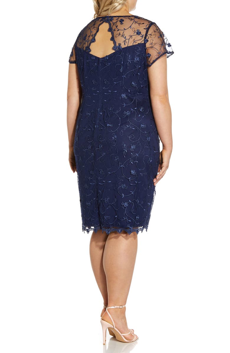 Adrianna Papell Embroidered Lace Sheath Dress, Alternate, color,