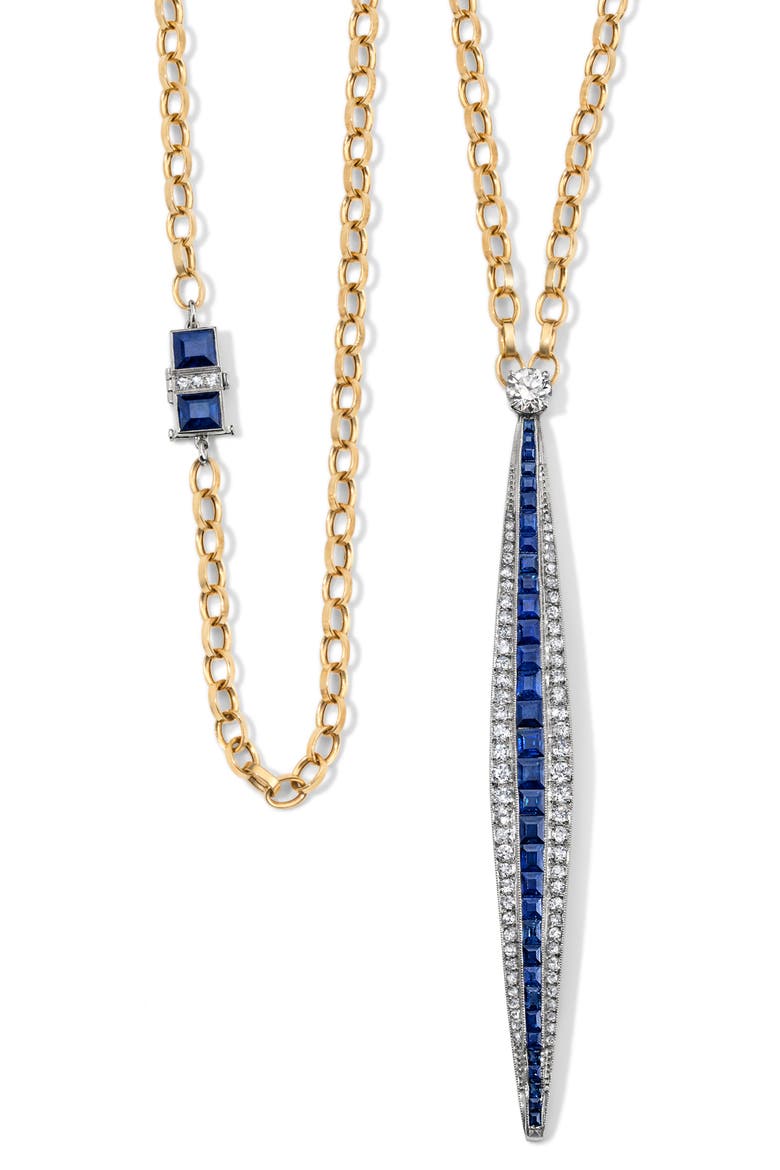Sapphire & Diamond Sautoir Necklace, Alternate, color, GOLD
