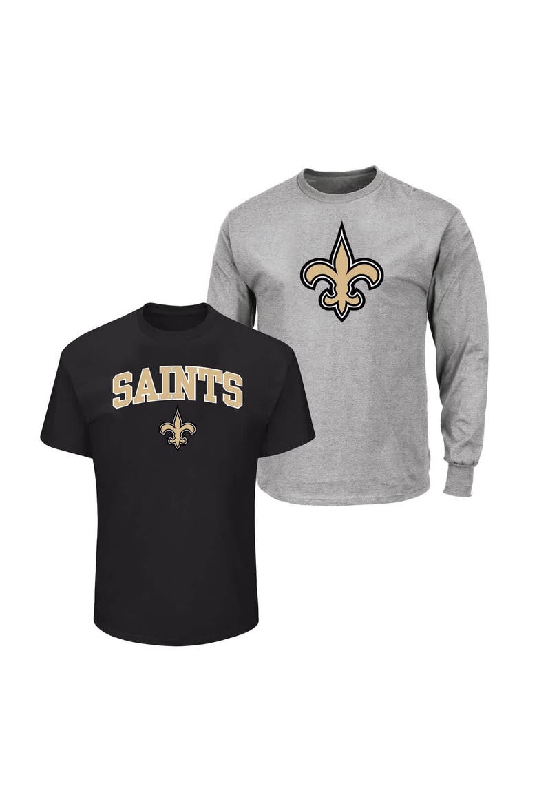 Men's Fanatics  Black/Heather Gray New Orleans Saints Big & Tall 2-Pack T-Shirt Set, Main, color, Black