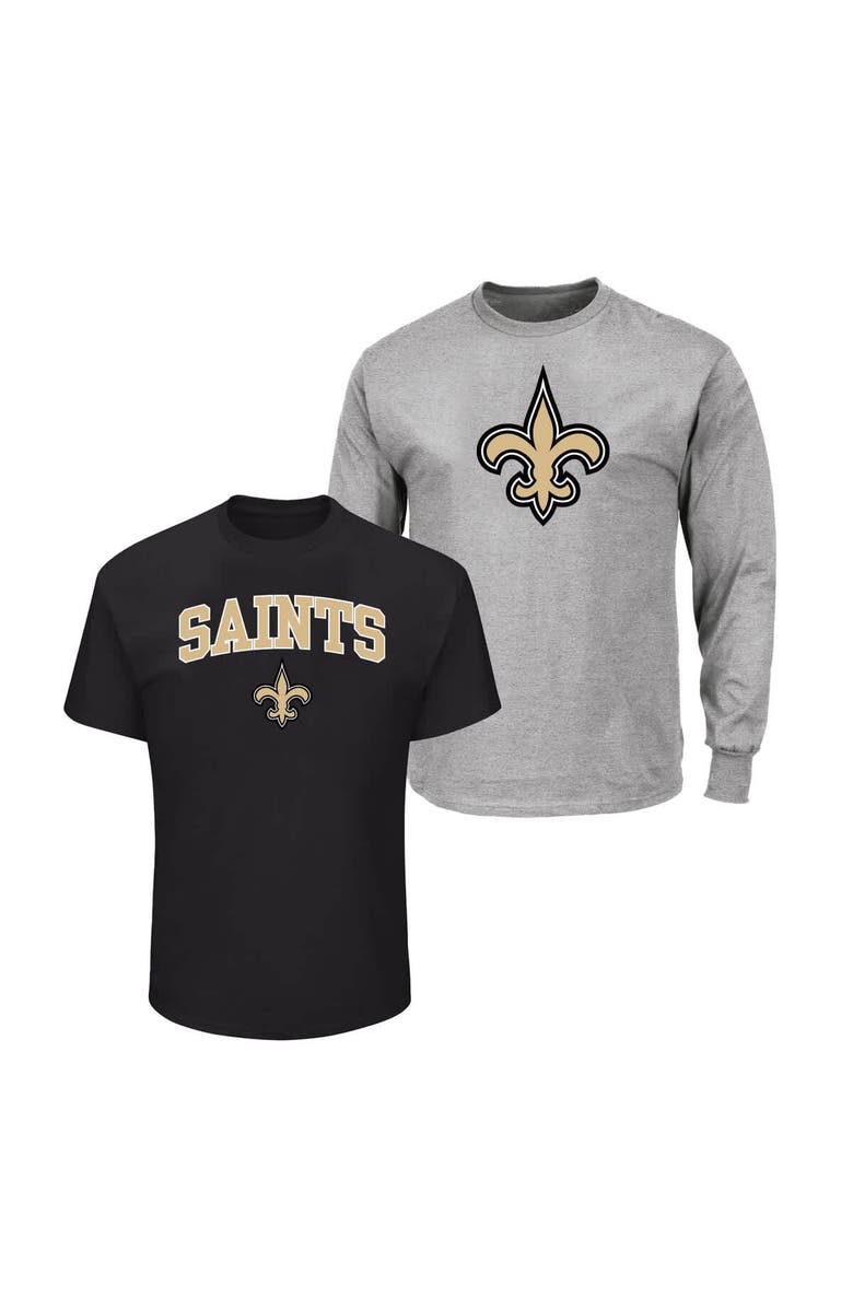 FANATICS Men's Fanatics Black/Heather Gray New Orleans Saints Big & Tall 2-Pack T-Shirt Set, Main, color, Black
