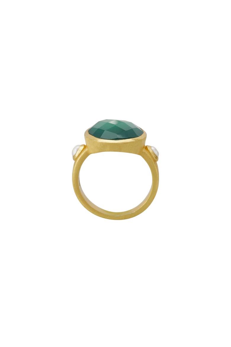 Green Onyx & Pearl Ring 5, Alternate, color, Yellow Gold