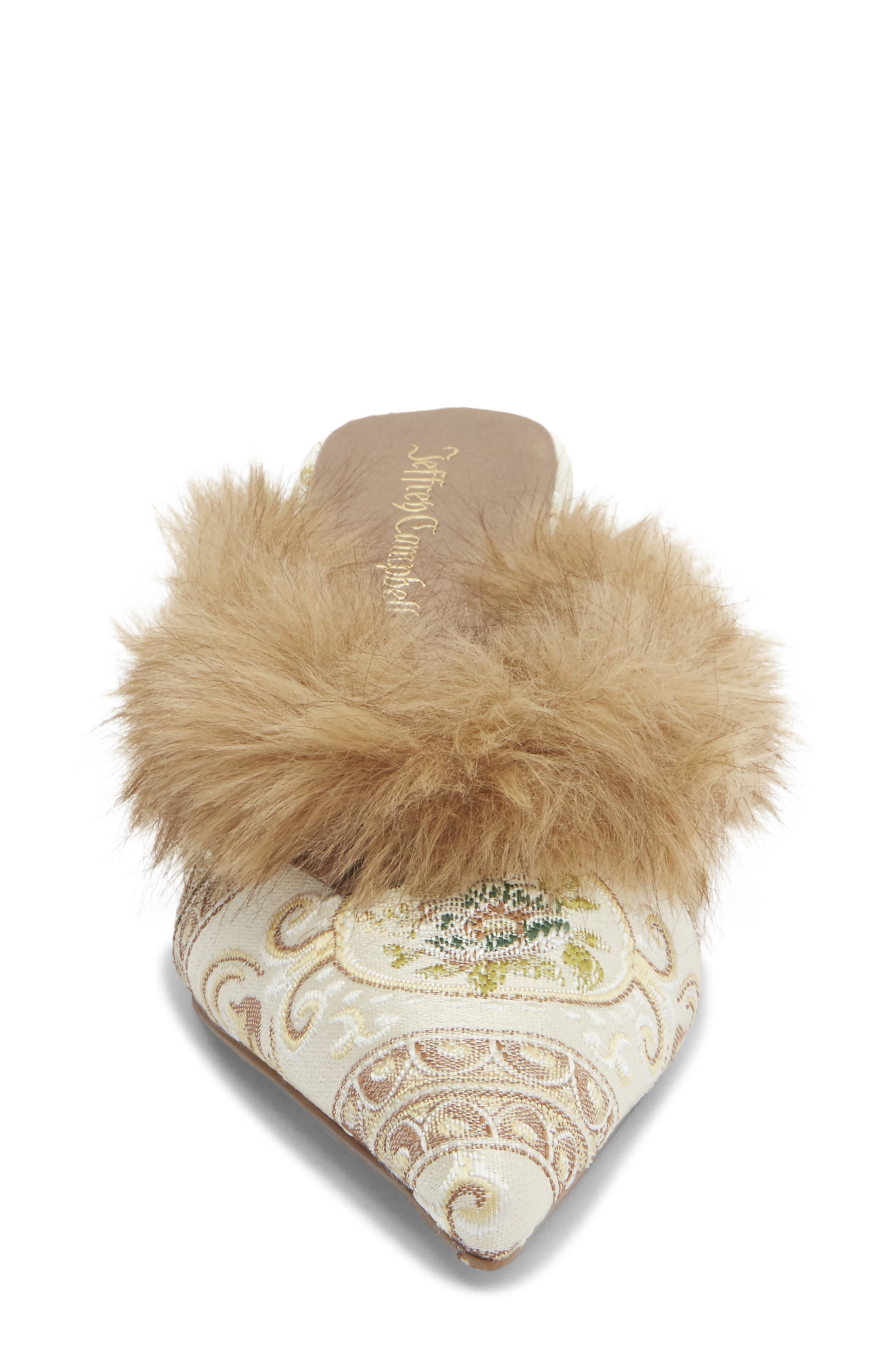 Jeffrey Campbell Rocaille Faux Fur Mule, Alternate, color, Beige Brown Combo