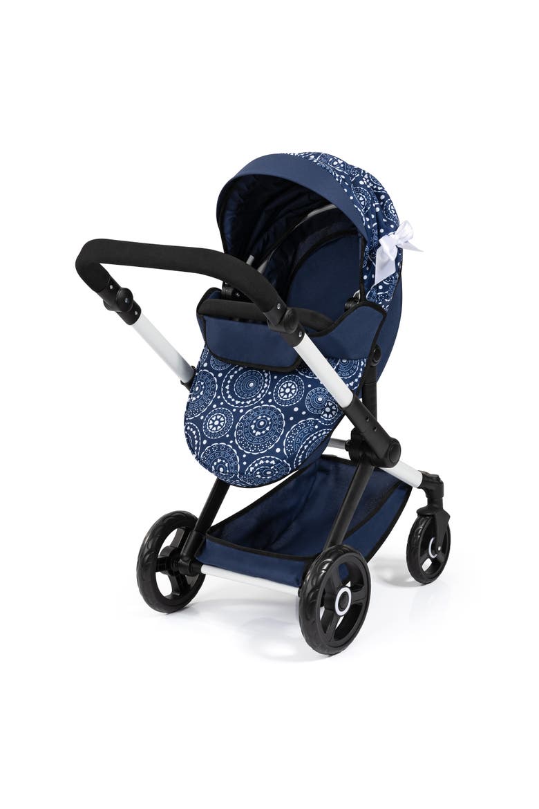 Xeo Pram Blue, White Circles, Convertible, Foldable, Alternate, color, Multicolored