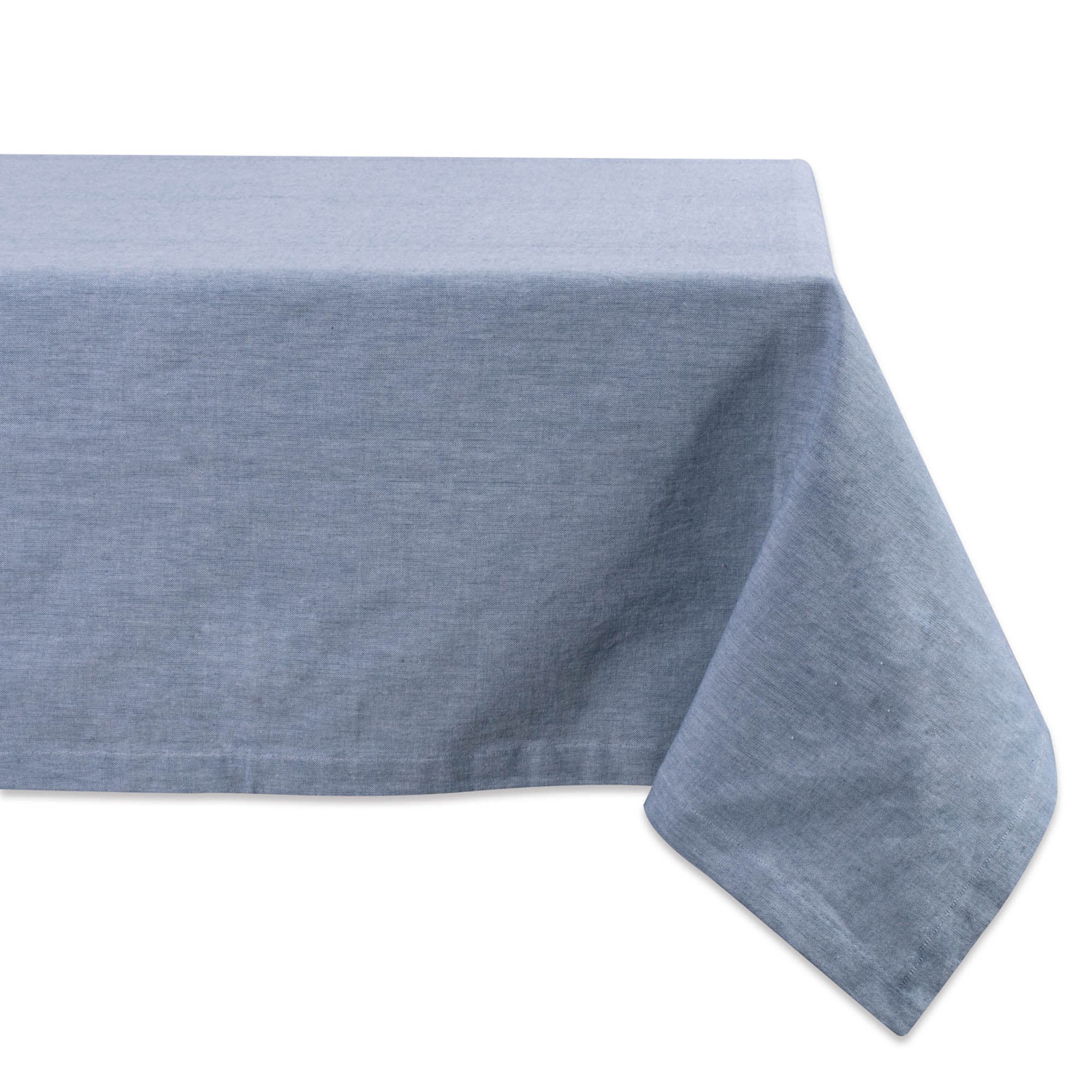 Dii Solid Chambray Cotton Tablecloth In Blue