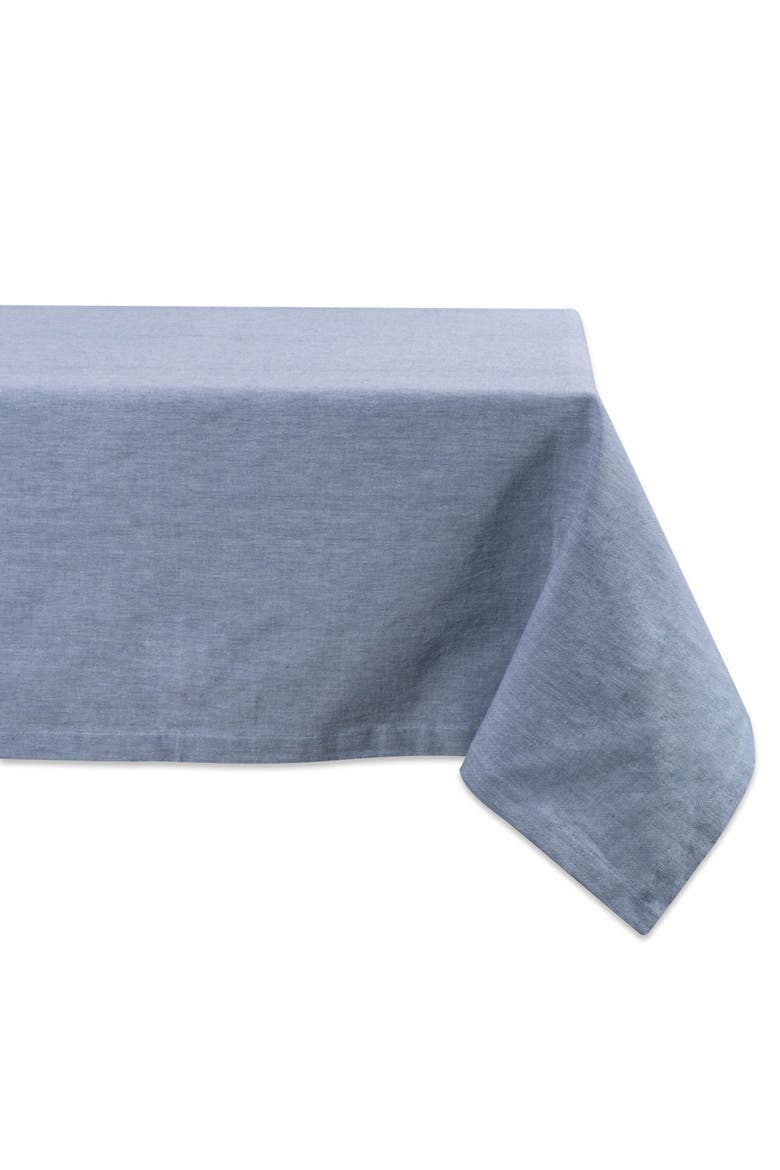 Solid Chambray Cotton Tablecloth, Main, color, Blue