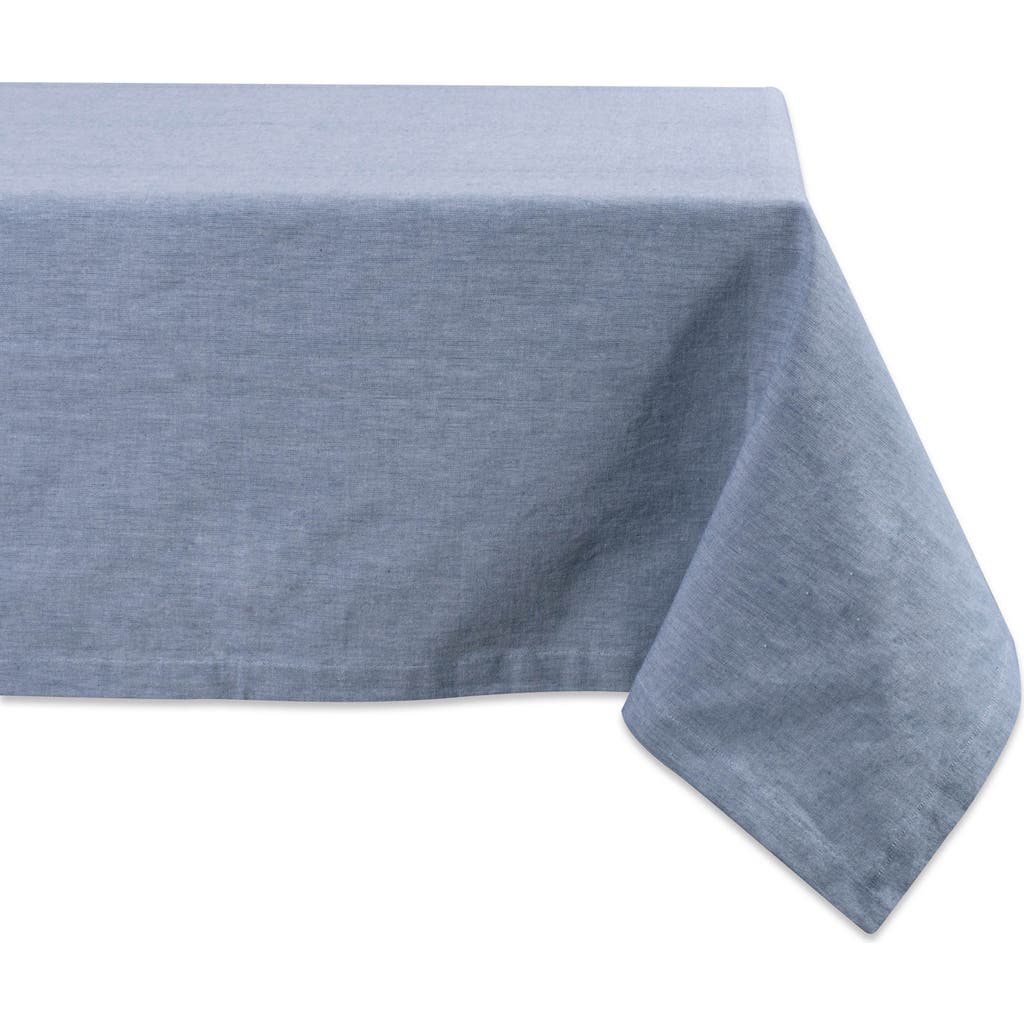 Dii Solid Chambray Cotton Tablecloth In Blue