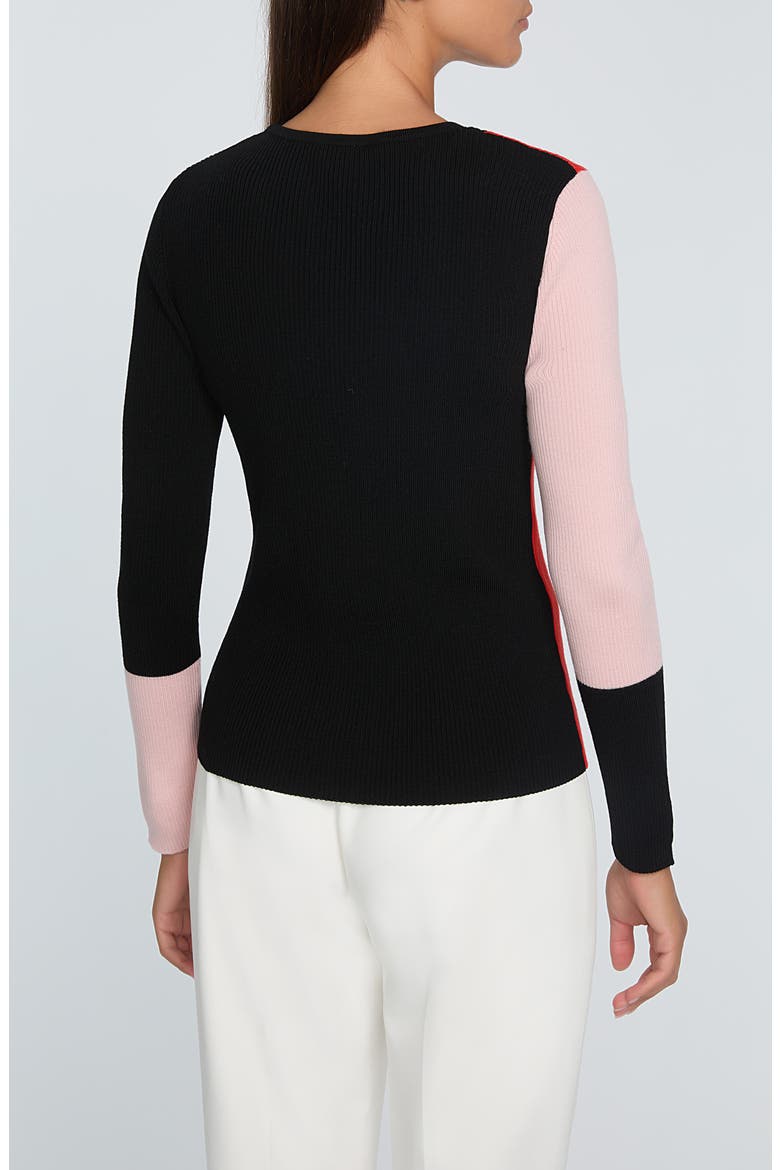 The Marolo Colorblock Merino Wool Sweater, Alternate, color, NOIR HIBISCUS