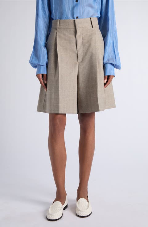 Faded Prince of Wales Wool Shorts