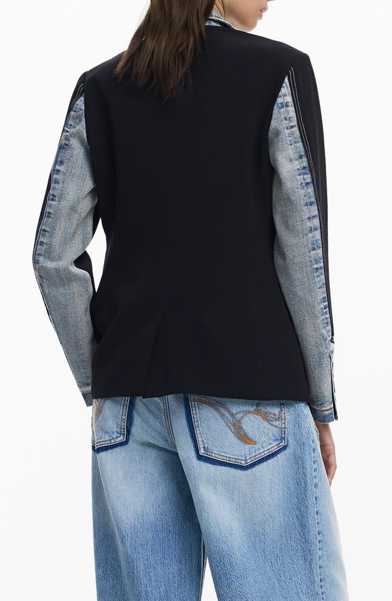Desigual Denim Trim Blazer, Alternate, color, Dark Blue