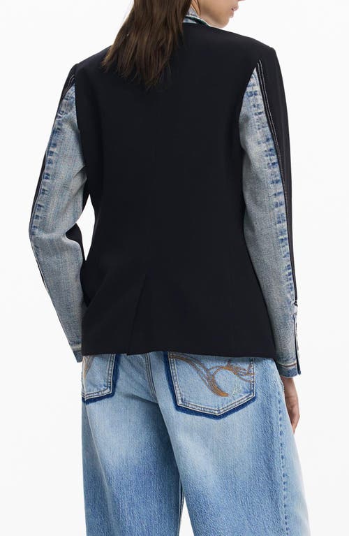 Desigual Denim Trim Blazer In Blue