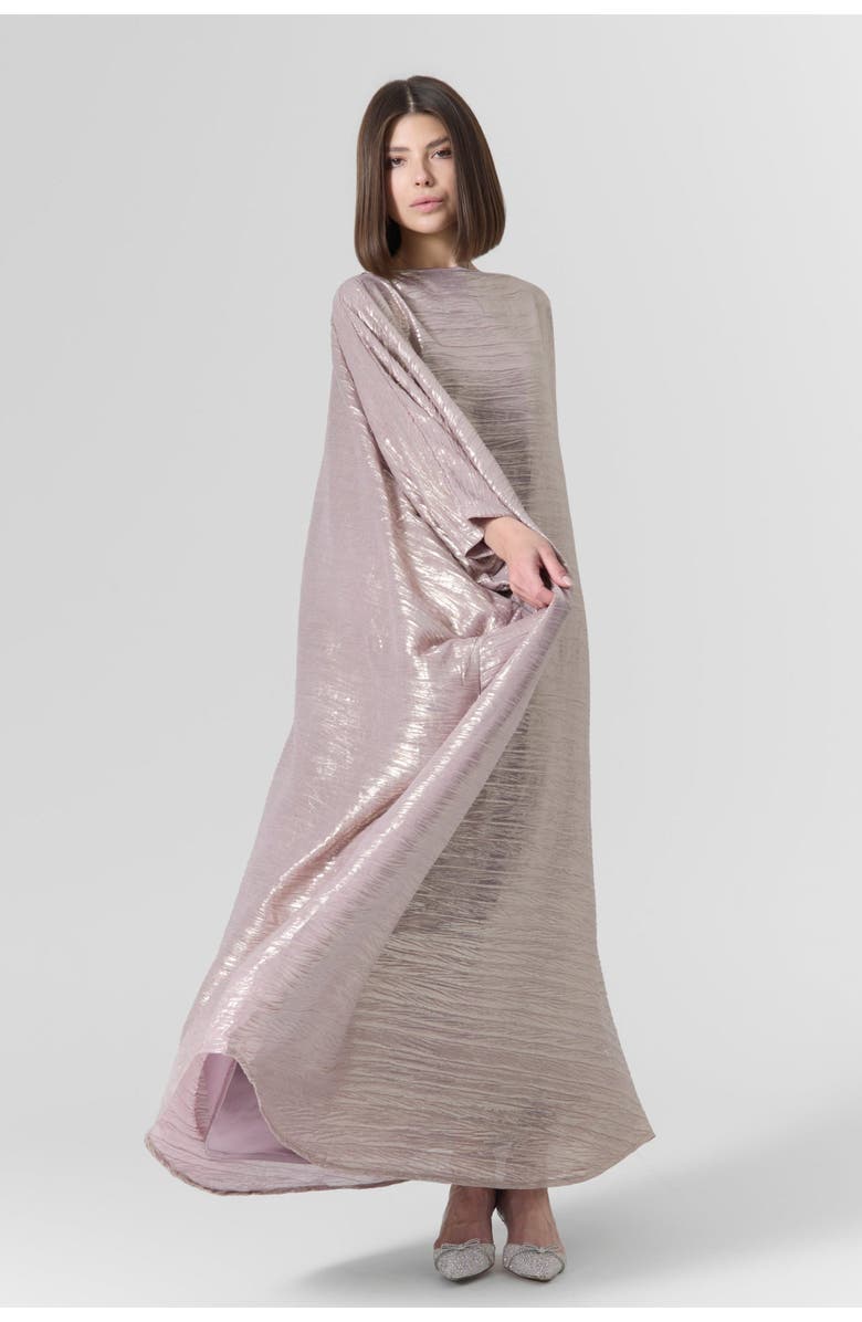 Le Fafo Luna Silk Metallic Plissé Gown, Alternate, color, Rose