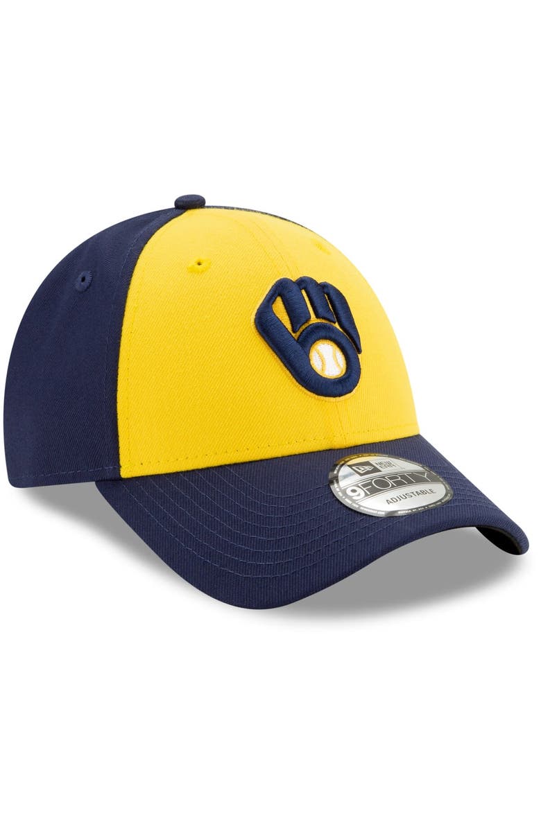 New Era Men's New Era Gold/Navy Milwaukee Brewers Alternate The League 9FORTY Adjustable Hat, Alternate, color, 
