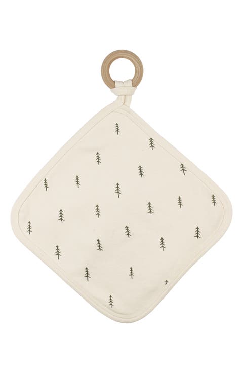 Print Organic Cotton Lovey with Removable Teething Ring