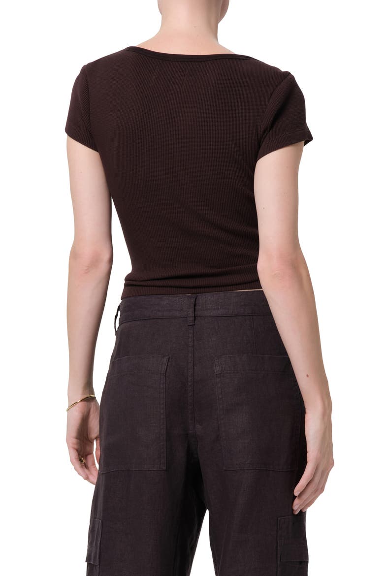 Waffle Knit Cotton Baby Tee, Alternate, color, CHOCOLATE