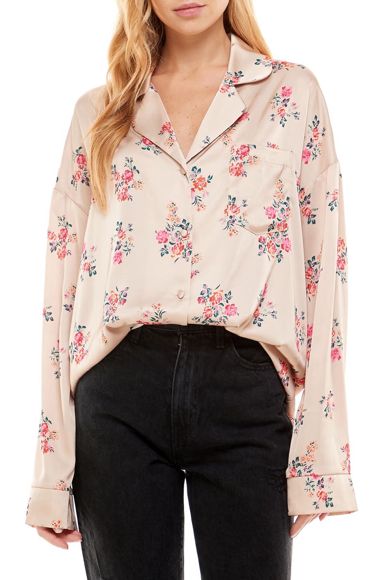 WAYF Women's Scottie Satin Pajama Top, Main, color, 