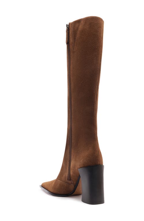 Schutz Raffaela Up Block Pointed Toe Knee High Boot In Brown