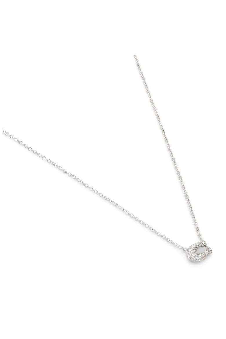 Pavé Signature C Short Pendant Necklace, Alternate, color, RHODIUM