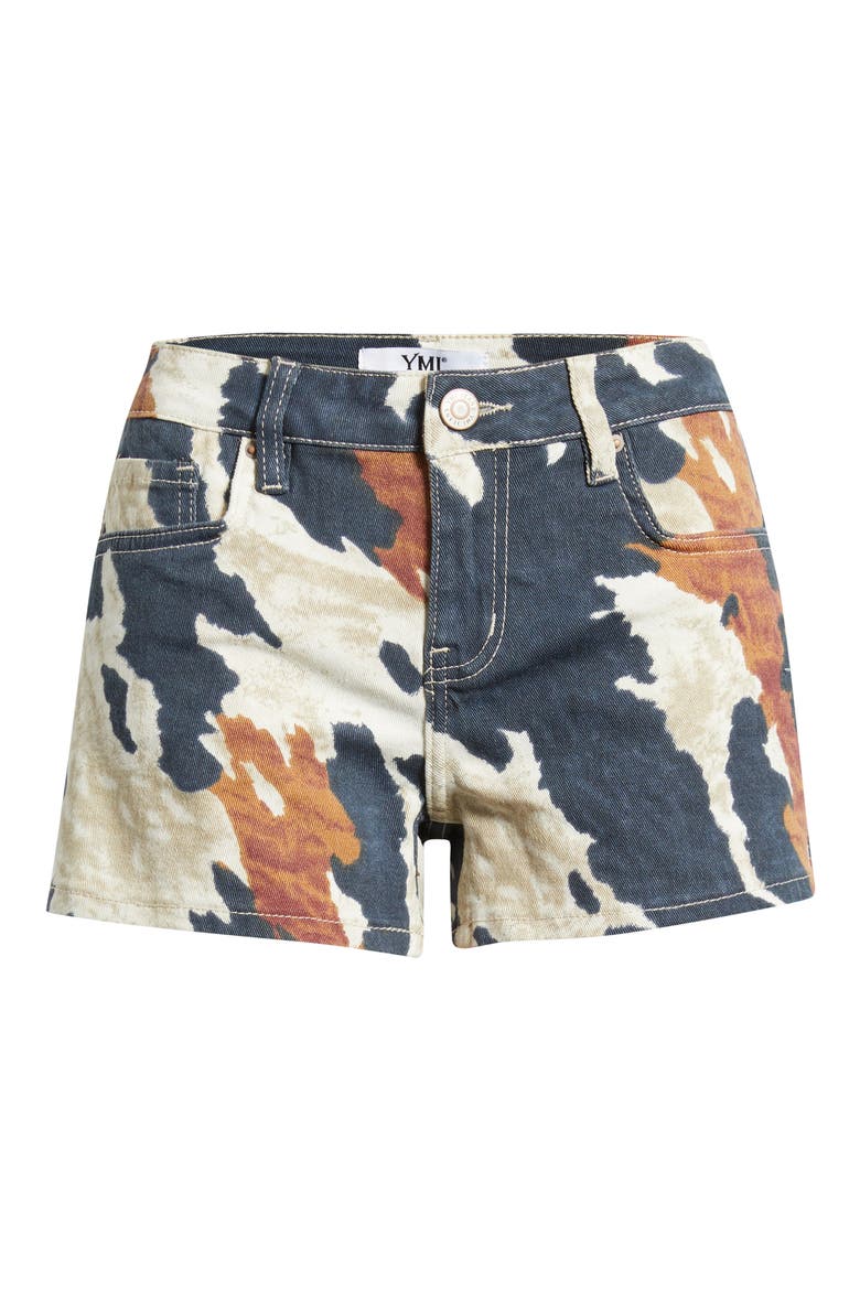 Print Mid Rise Bull Denim Shorts, Alternate, color, DALLAS