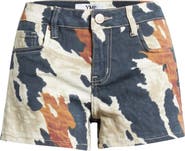YMI Print Mid Rise Bull Denim Shorts