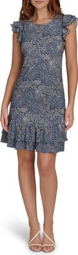 Tommy Hilfiger Tiered Flutter Sleeve Dress