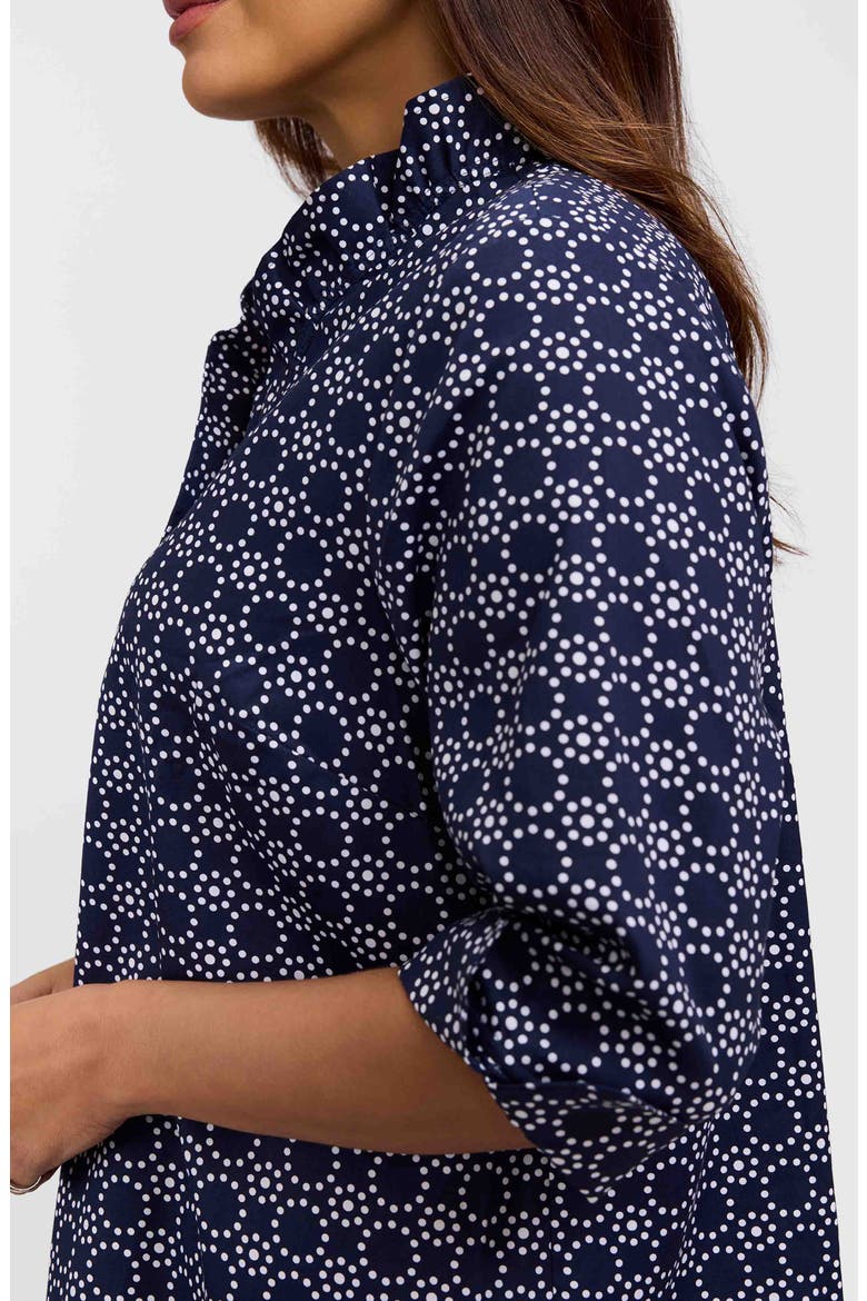 Tammy Cotton Ruffle Collar Top, Alternate, color, NAVY BLUE/ WHITE