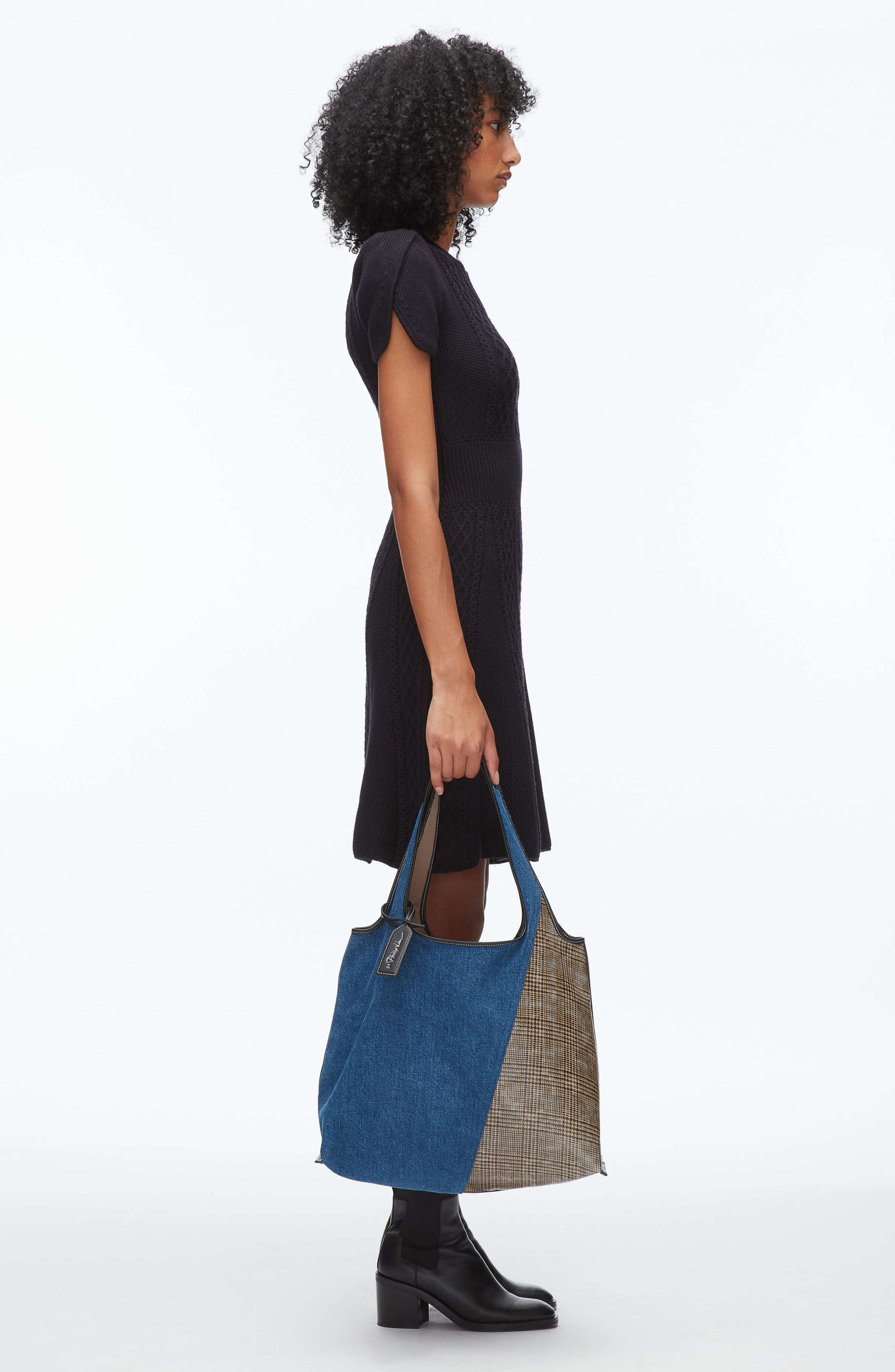 3.1 Phillip Lim Patchwork Denim Market Tote, Alternate, color, Indigo Multi