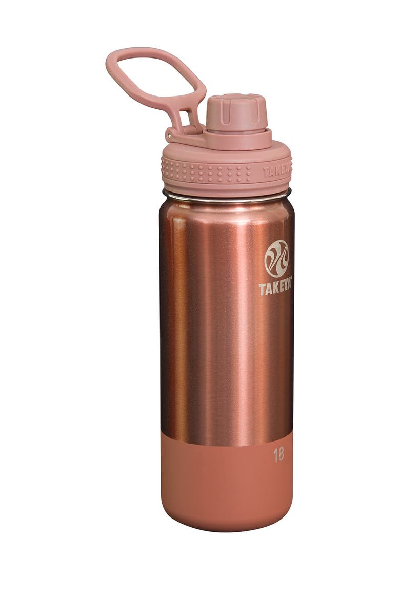 Takeya Rose Gold Actives Matte Metallic 18 oz. Spout Lid Insulated Stainless Steel Bottle, Main, color, 