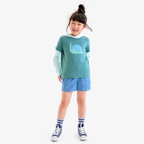 Primary Kids Chambray Beach Short In Chambray