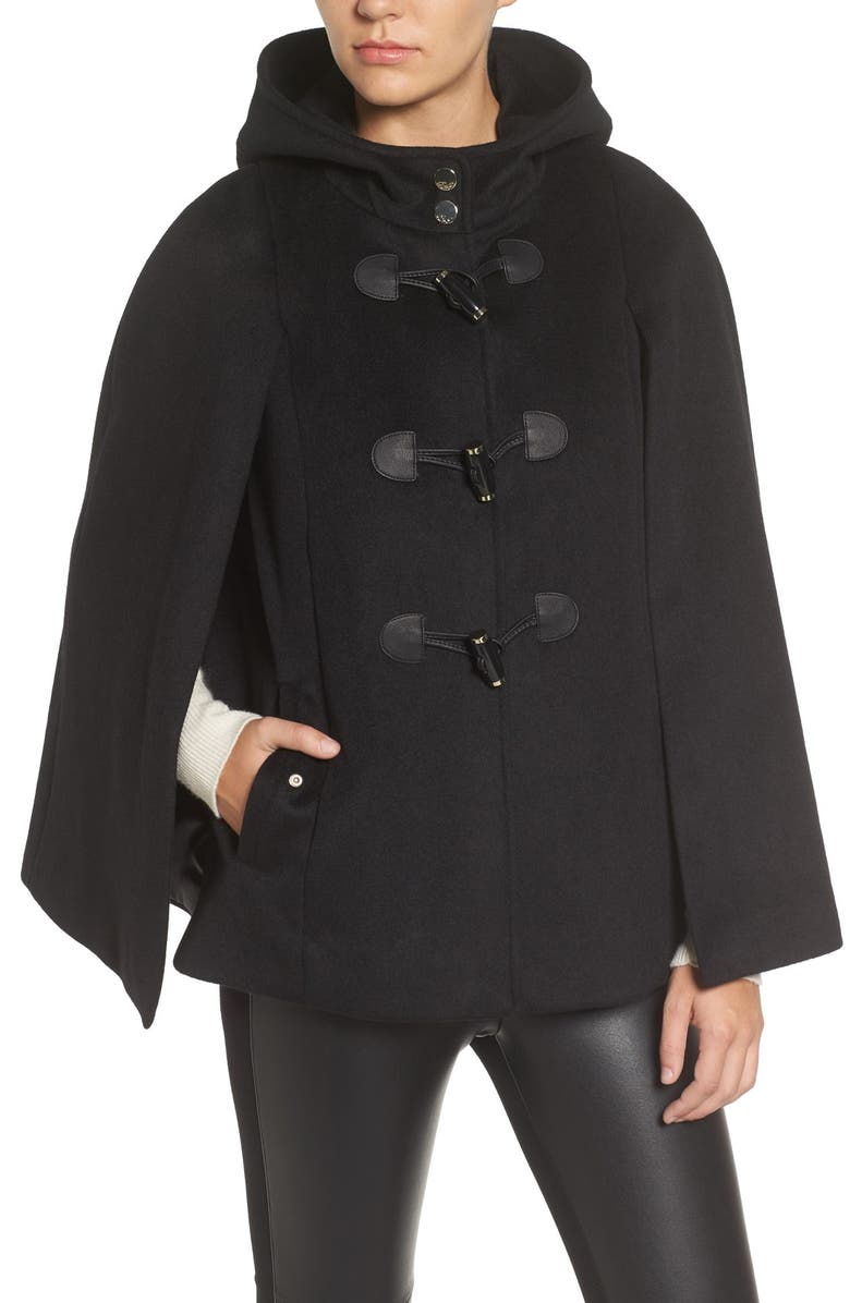 Eliza J Toggle Cape with Faux Fur, Alternate, color, 