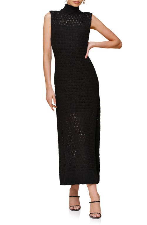 Shop Avec Les Filles Open Stitch Maxi Sweater Dress In Black