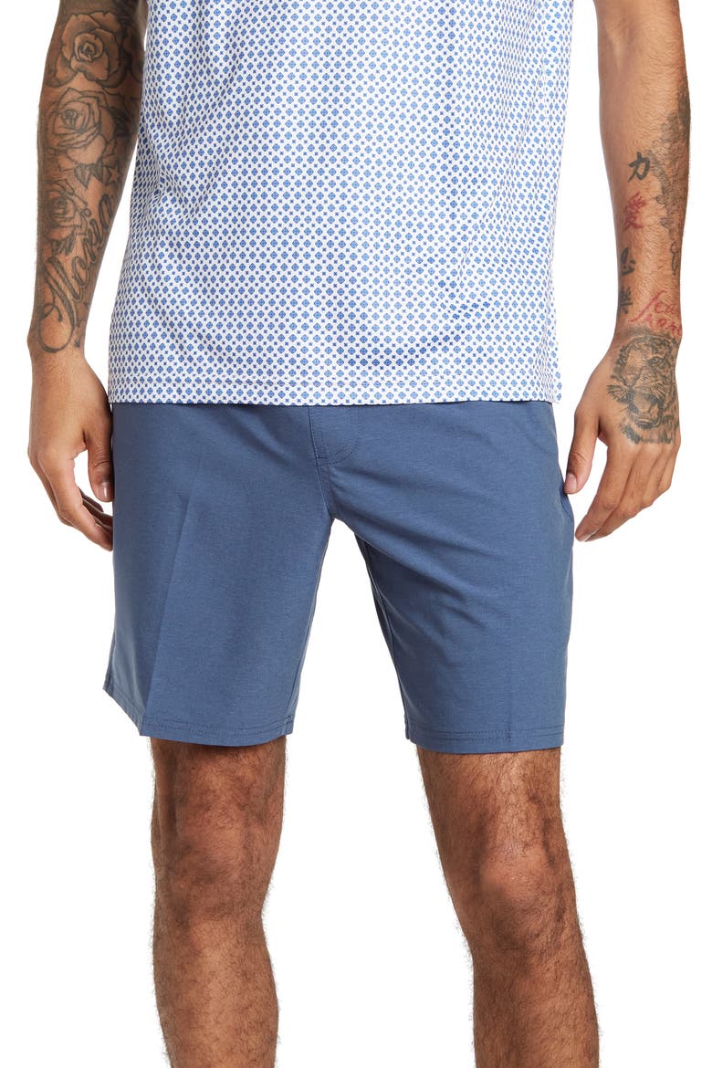 8" Pull-On Shorts, Main, color, DEEP NAVY HEATHER