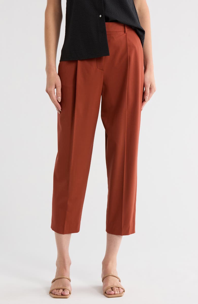Theory High Waist Wool Blend Pants, Main, color, Rust